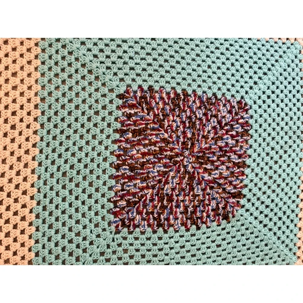 Handmade Multi-Color Crochet Granny‎ Square Throw Blanket